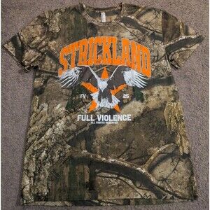RARE Full Violence UFC Sean Strickland Real Tree Camo T-Shirt Men's Large